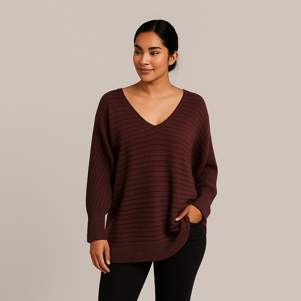 Soho New York & Company Burgundy Open Back Sweater Tunic Knit Pullover – Size M